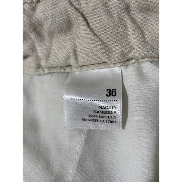 Old Navy 100% Linen Shorts Loose Fit Men's Size 36 Beige Ivory Drawstring - Picture 7 of 8